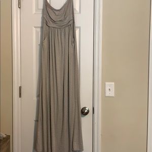 Blue & orange striped maxi dress.